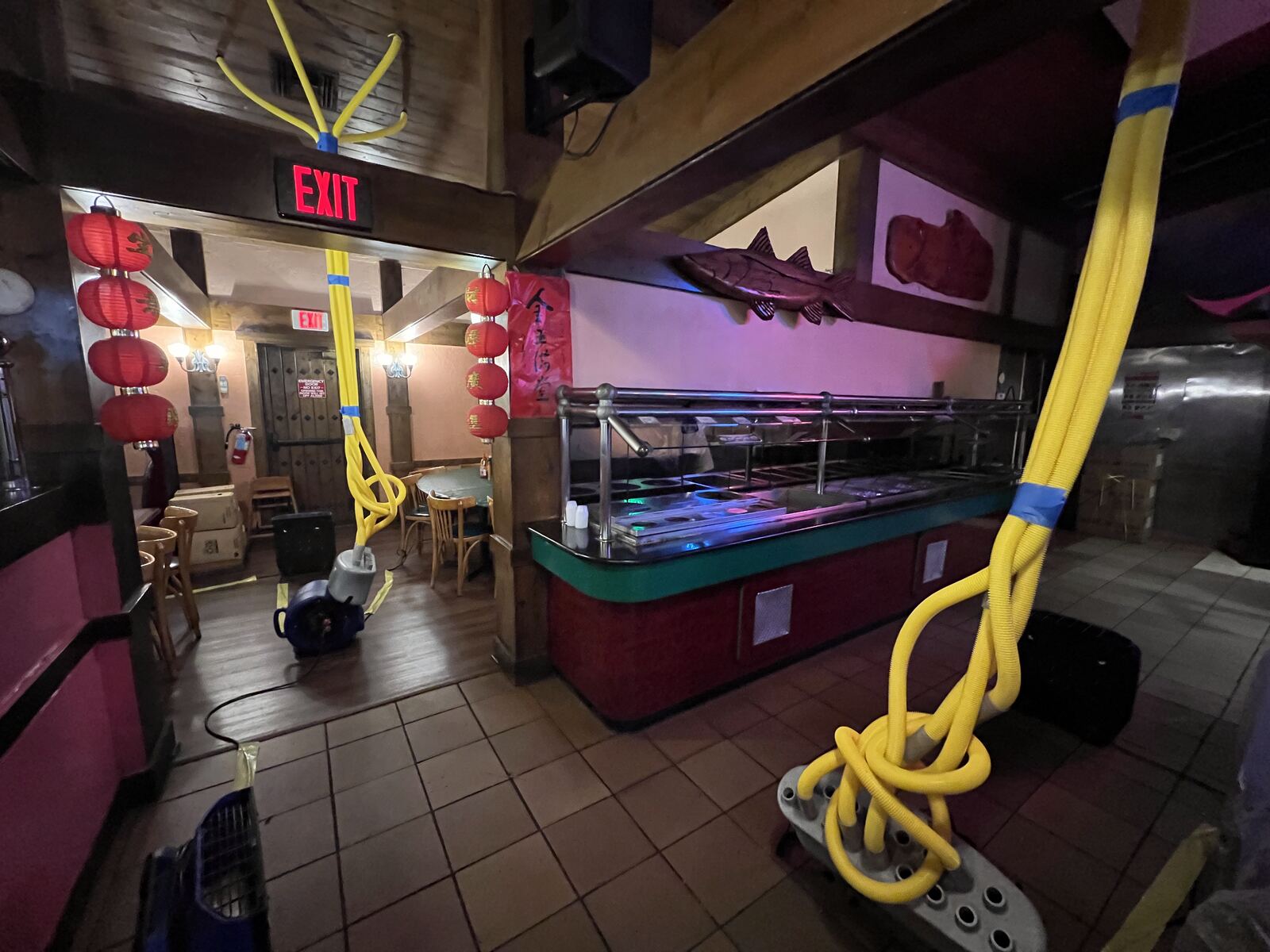 Commercial drying in progress inside restaurant