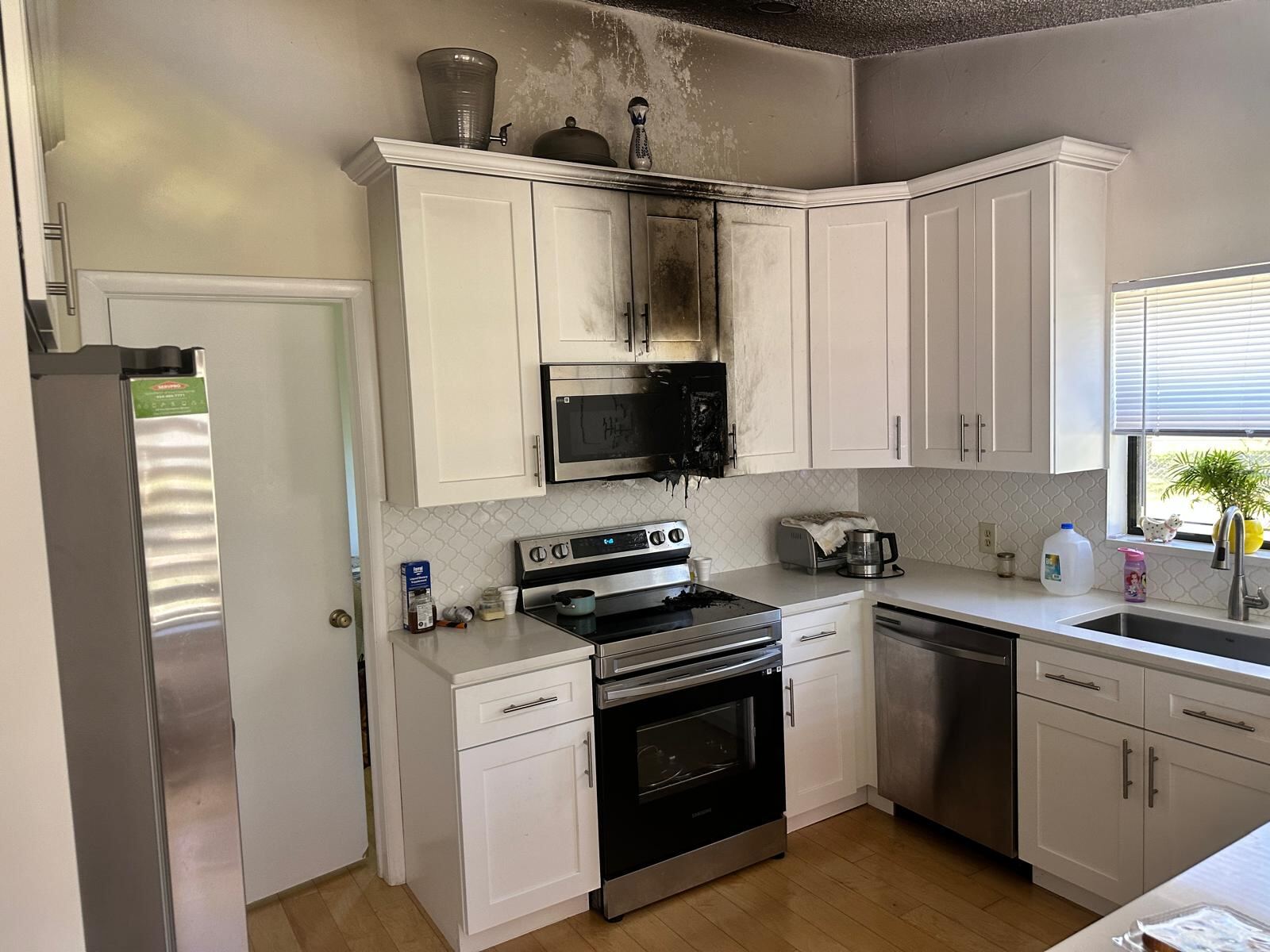 Kitchen during fire and smoke cleanup